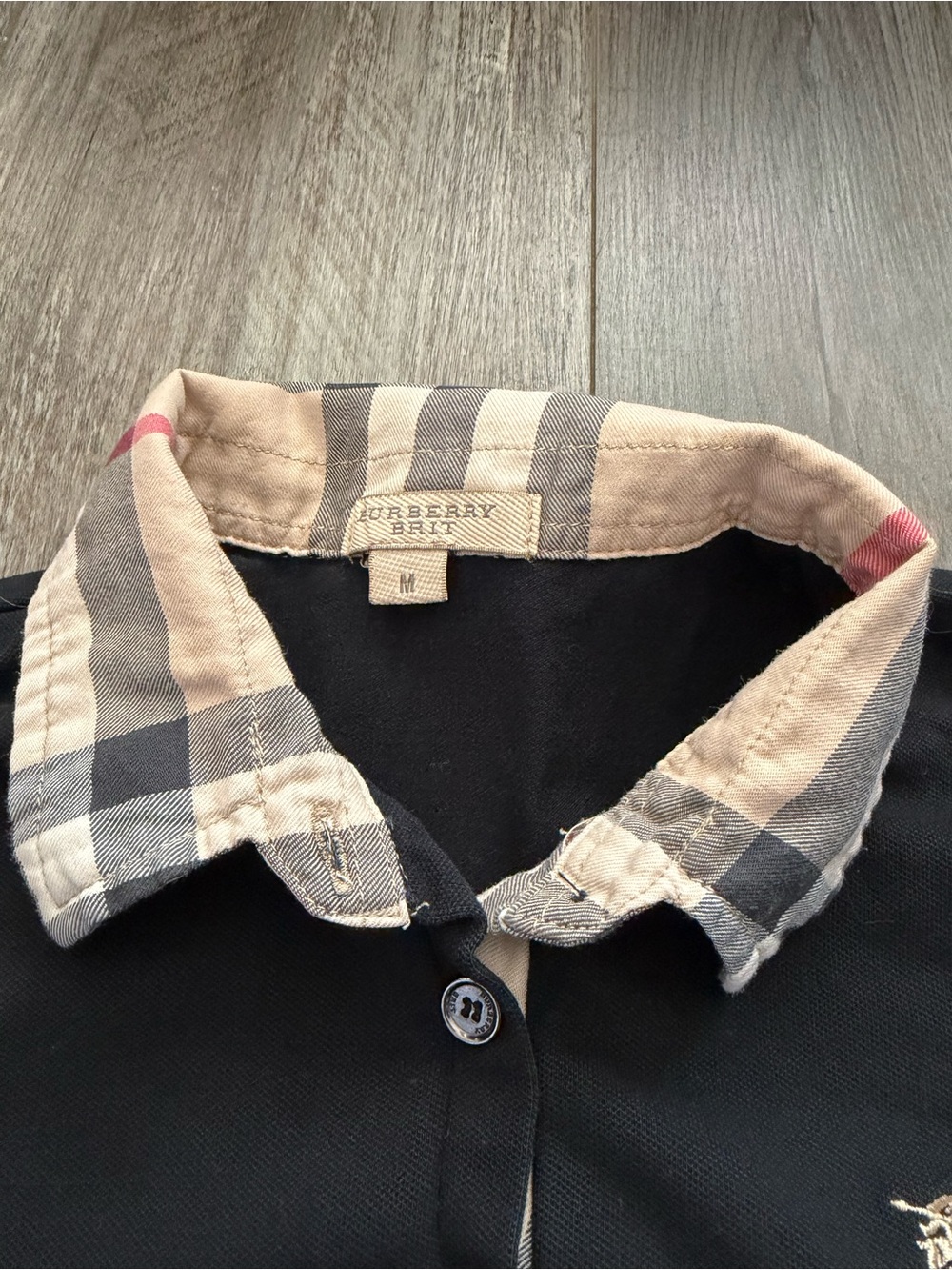 Burberry Black Girls Polo with Signature Check Collar - Picture 4 of 5